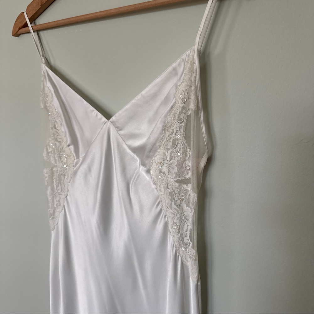 Vintage Victoria's Secret White Satin Lace Chemise